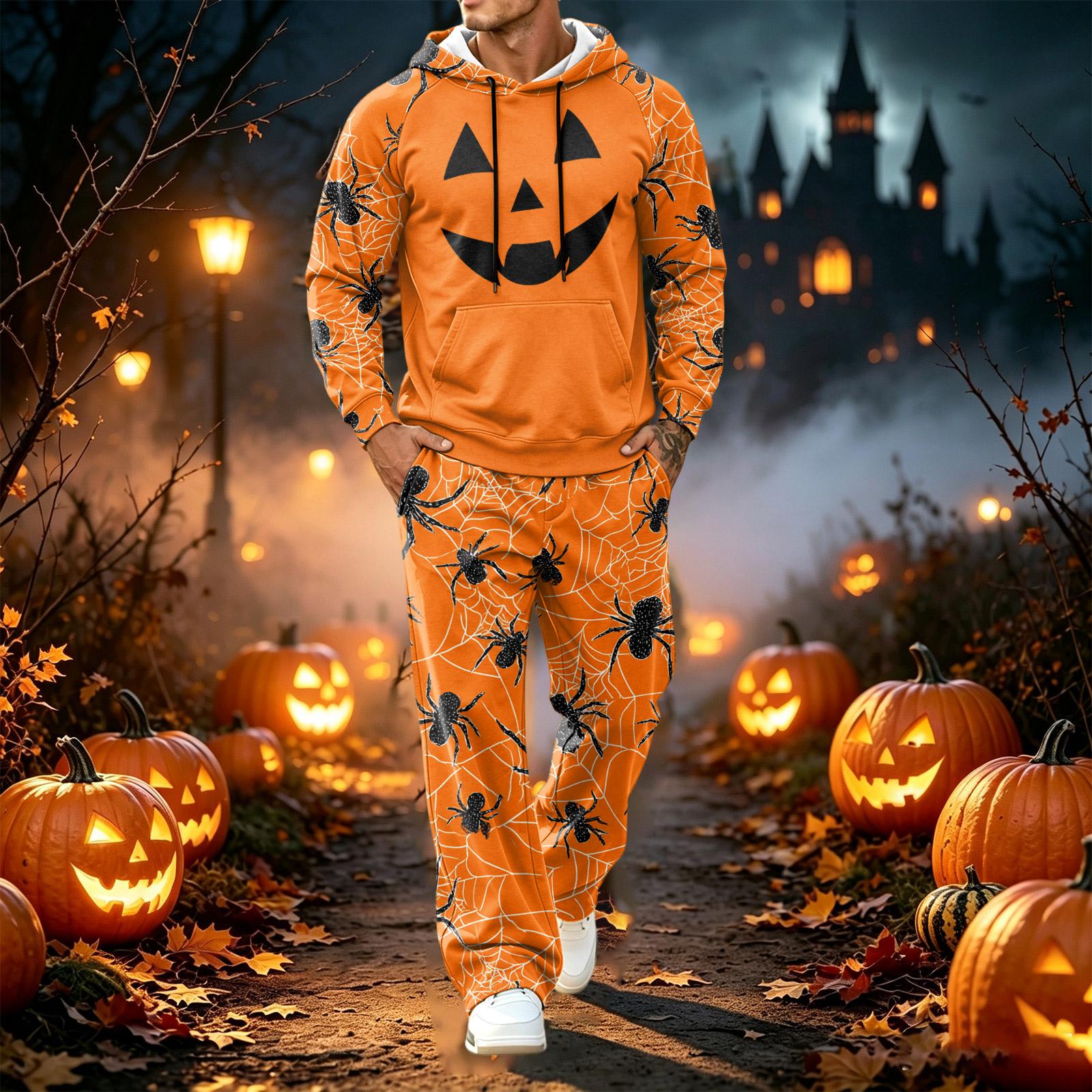 Vīriešu Hallowīna apdrukāts garām piedurknēm hūdijs