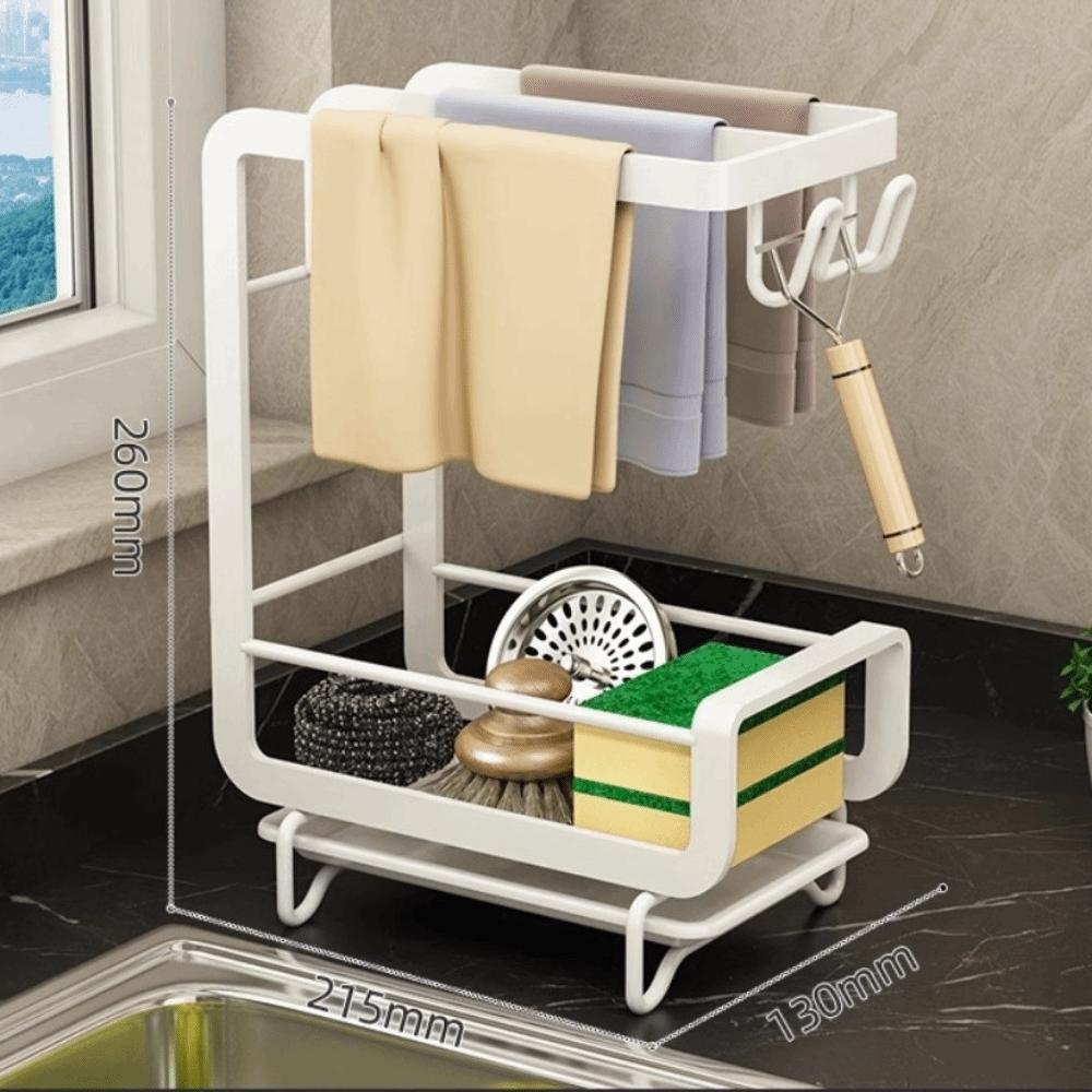 Multifunctional Wall-mounted Dishcloth Rack Countertop Space Saving Sink Drain Rack 2 Layers Organize Shelf Sink Area