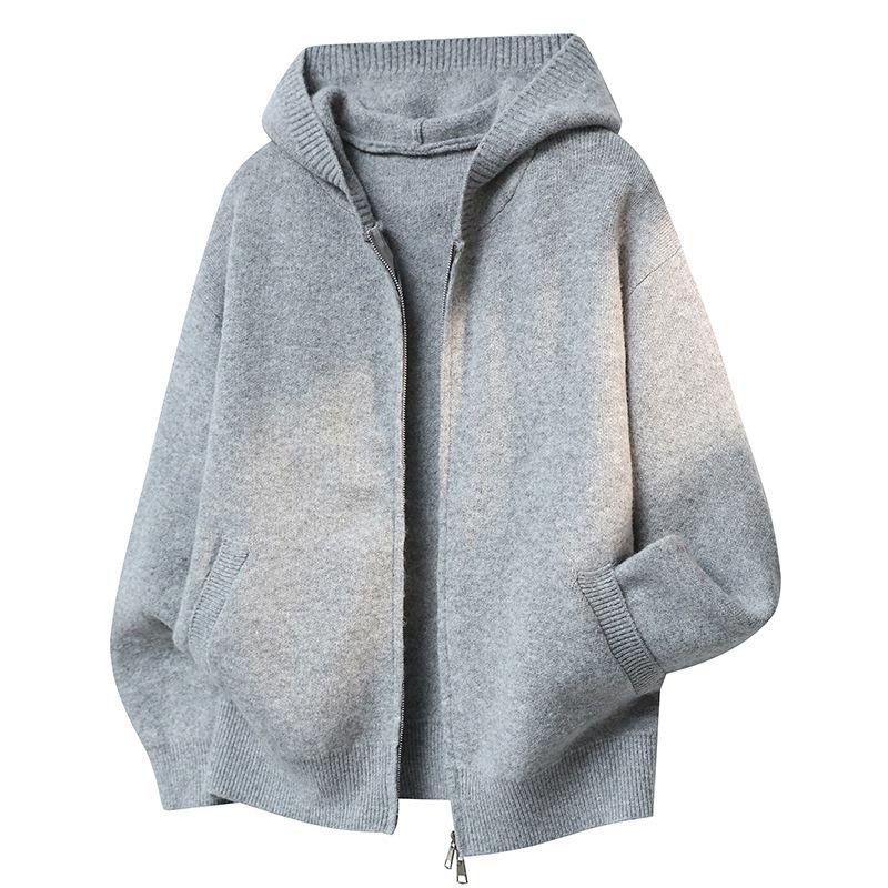 High-Quality Unisex Hooded Knit Cardigan – Warm, Thick, Casual Zipper Sweater