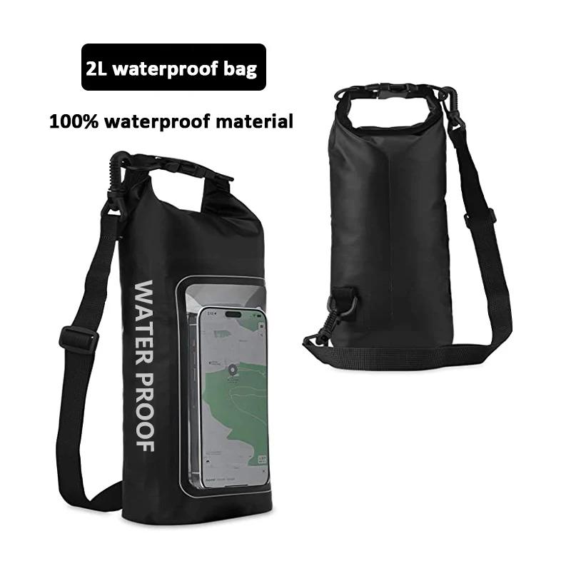2L/5L Dry Bag Touch Screen Swimming Waterproof PVC Bag Rafting Floating Shoulder Outdoor Sports Bags Surfboard Kayak Storage Bag