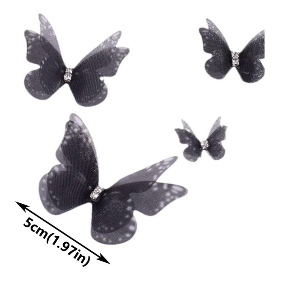 50Pcs Double Layer Butterfly Appliques Translucent Clothes Sewing Patch  Garment Design Materials