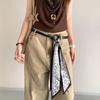 Ziyu Retro American Silk Scarf & Leather Belt with Waist Chain - Women's High-End Jeans Accessory 2025