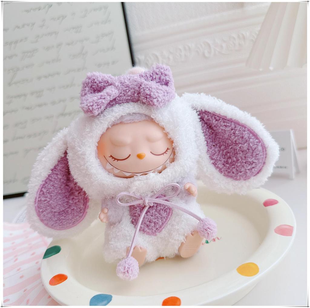 First, Second, and Third Generation Labubu Doll Clothes: 17cm Plush Onesie for 10cm Labubu Dolls, Cute Cartoon Design