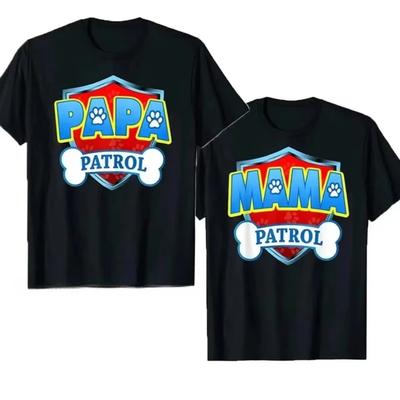 2024 חולצות טי מצחיקות PAPA MAMA כלב סיור אמא כלבים אבא כותנה גרפי Streetwear מתנות יום הולדת חולצת טי לקיץ גברים נשים ביגוד טי