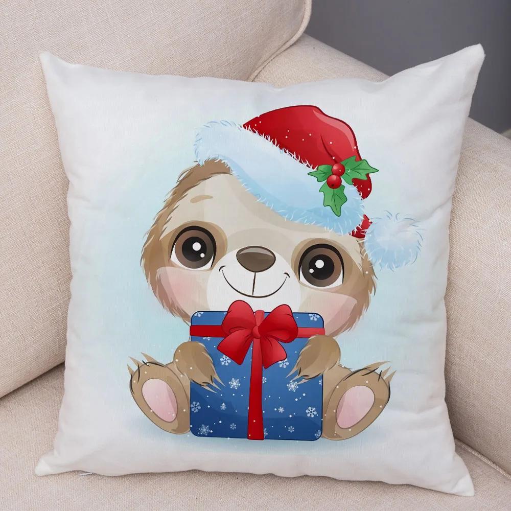 Nordic Kids Room Dog Fox Panda Cow Pillow Case Decor Cute Cartoon Animal Merry Christmas Soft Plush Cushion Cover for Sofa Home
