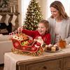Santa Claus Storage Bowl Sleigh Christmas Table Centerpiece, Multi‑Compartment Candy Fruit Serving Bowl, Festive Tray Tabletop Ornament for