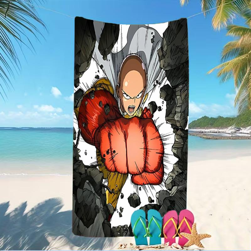 Beach Towel with One Punch Man Saitama Pattern - soft,absorbent,machine washable Lightweight&Modern,swimming,Travel Essentials