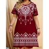 Elegant Floral Pattern Women Mini Dresses Summer Short Sleeve Printed Plus Size Casual Comfortable Soft Dress