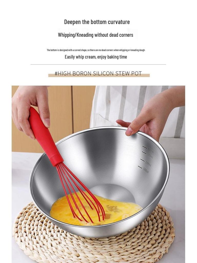 304 Stainless Steel Kitchen Basin: Wash Veggies, Knead Dough, Beat Eggs, or Mix Salads. Thick, Durable Design for Household Use.