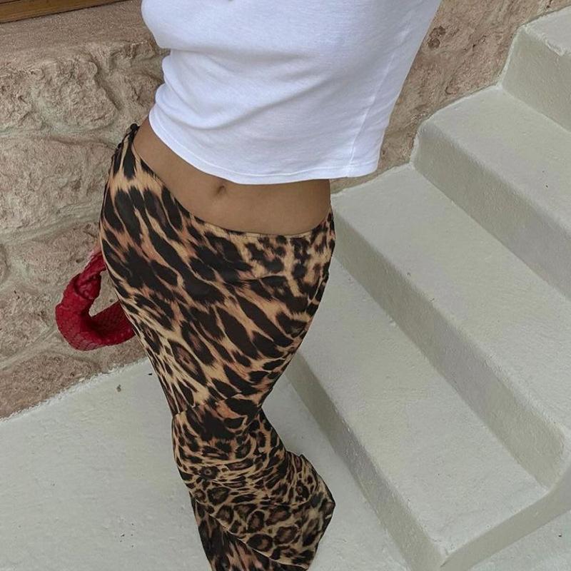 European and American Women's Clothing Summer New Fashionable and Sexy Leopard Print Chiffon Fishtail Skirt Floor-mopping Skirt