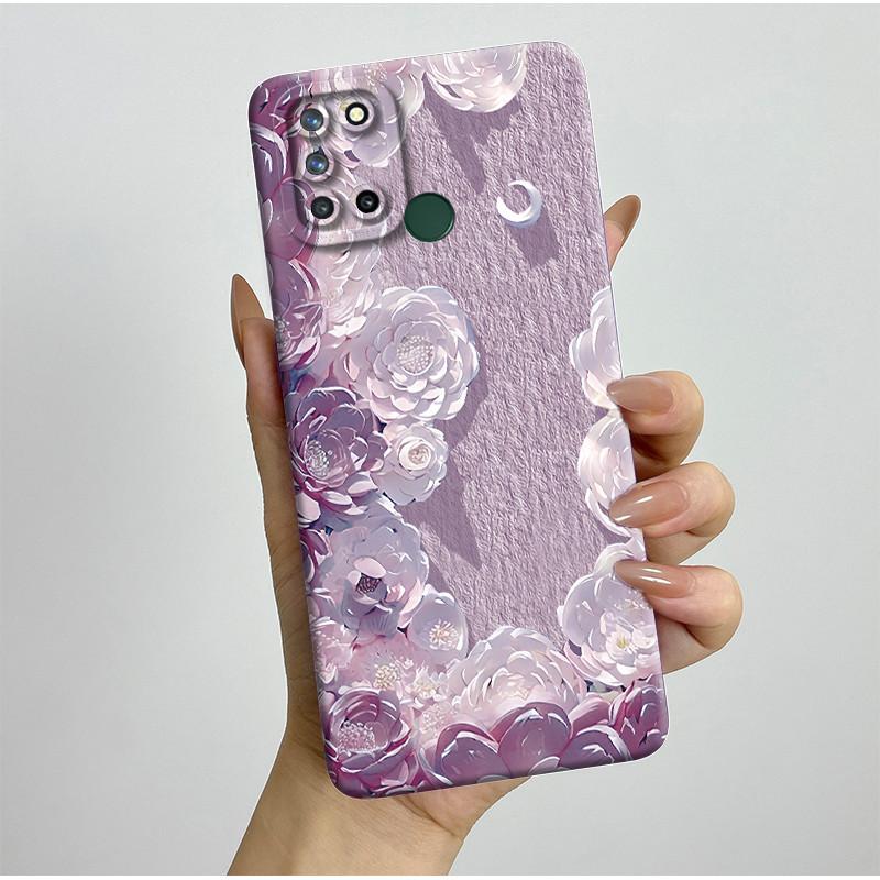Phone Case For Realme 7I RMX2103 C17 Shockproof Case For Realme C17 Pretty Flowers Liquid Soft Silicone Back Cover Bumper Fundas