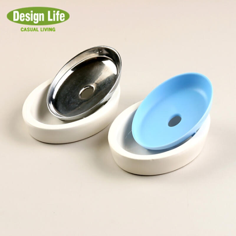 Blue Ceramic Draining Soap Dish Holder Stand BC0471-E