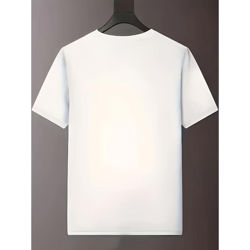 European sizes Summer Men's Outdoor Fitness Short Sleeve Spandex Round Neck Versatile English Font T-Shirt