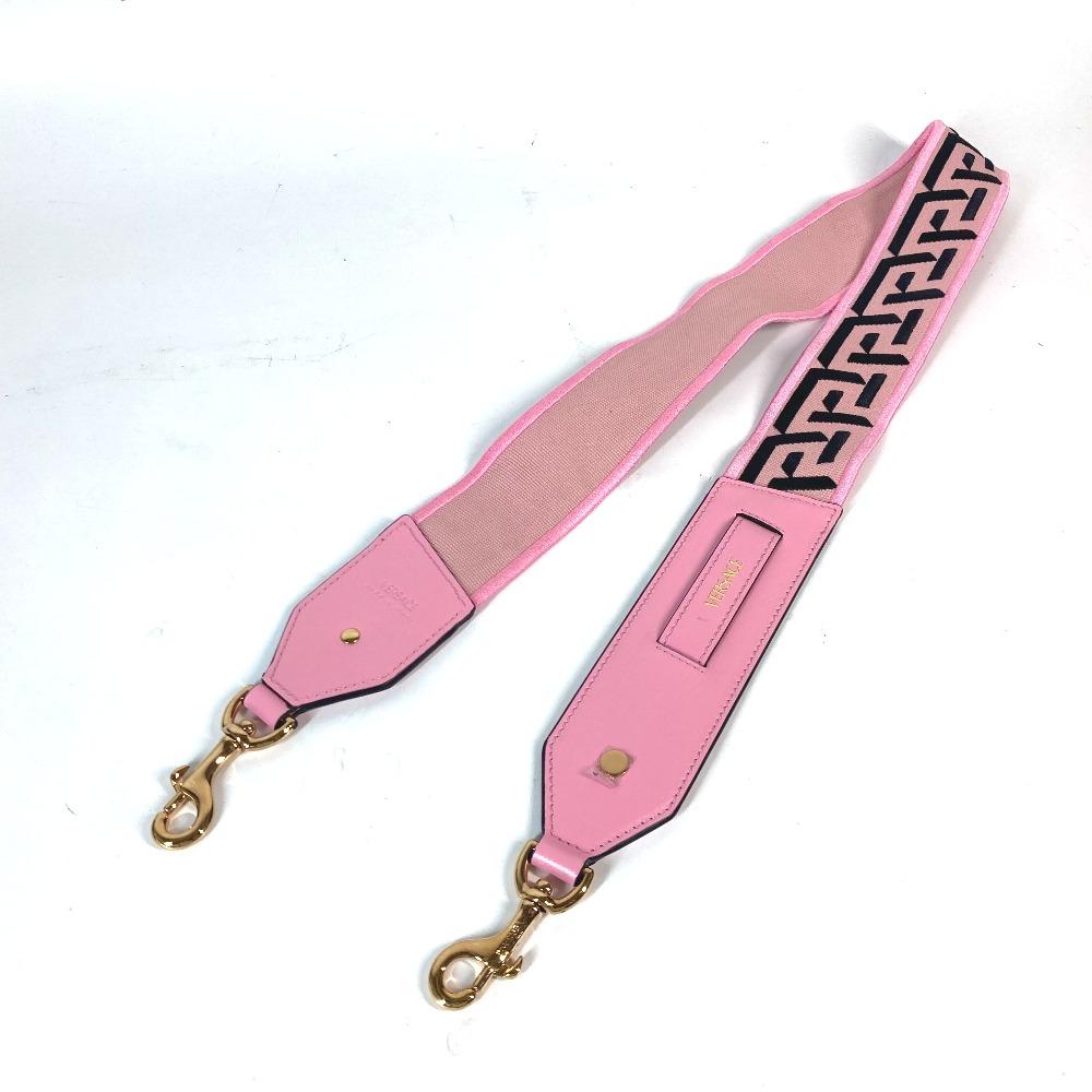 VERSACE logo  Shoulder strap Canvas/Leather pink/Black Unused