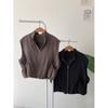 Honey J Women Brenti Suede Banding Pocket Loose Fit Zip Vest  2color 