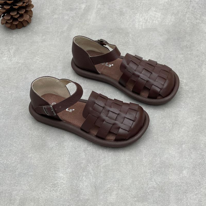 Anti-slip Shoes, Large Size, New Style, Round Toe, Flat Bottom, Women's Sandals