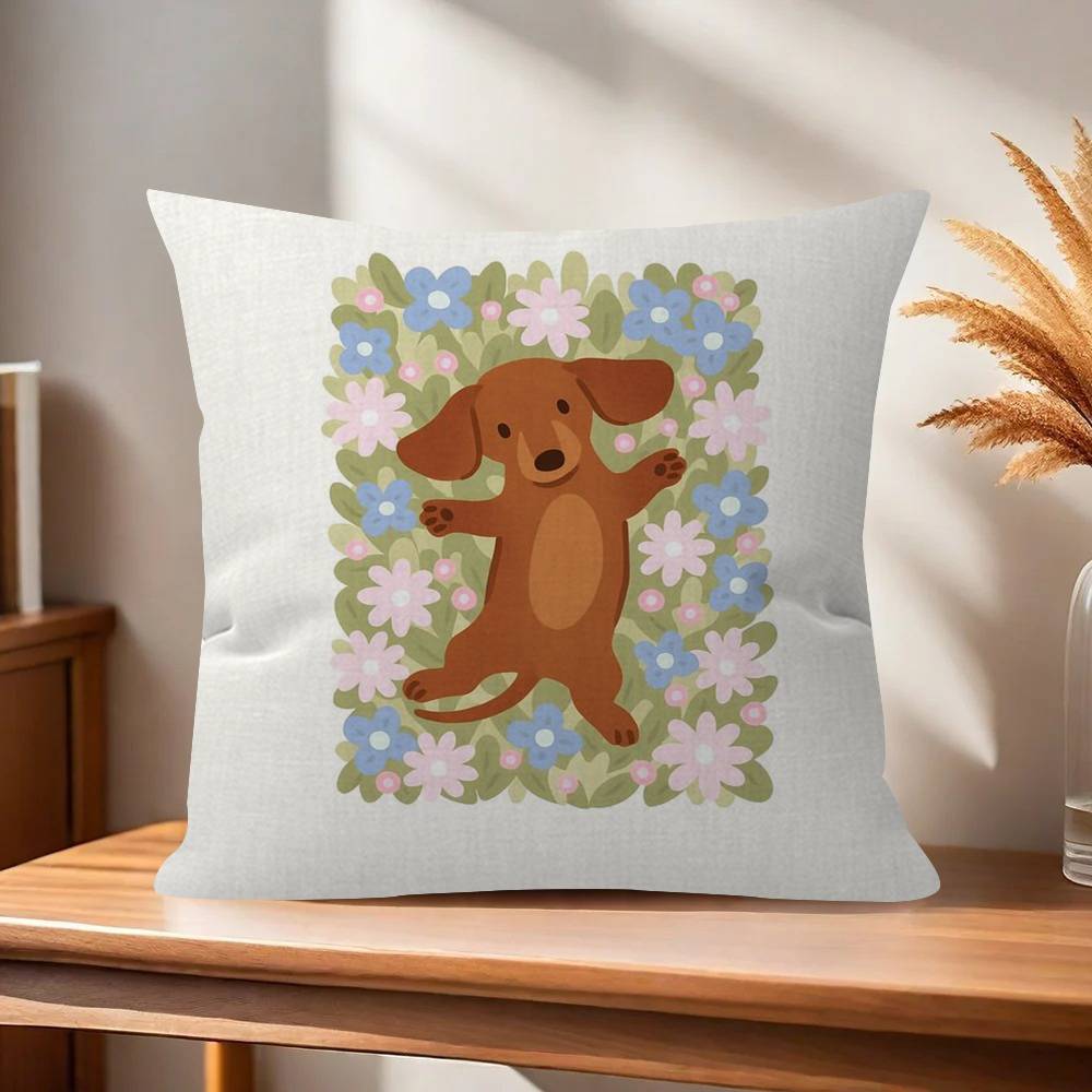 Sausage Dog Dachshund cute Pillowcase toon Gift Cushion Cover Bedroom Home Sofa Chair Seat Decor pillow case