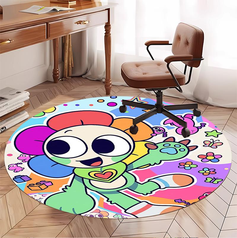 Dandy's World Pattern Round Rug, Indoor/Outdoor Mat, for Picnic, Gameroom, Bedroom, Office, Living Room, Home Decor Carpet, Birthday Gift