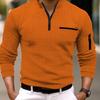 T-shirt casual da uomo alla moda primaverile e autunnale, camicia a quadri da uomo, camicia sportiva con cerniera sul braccio