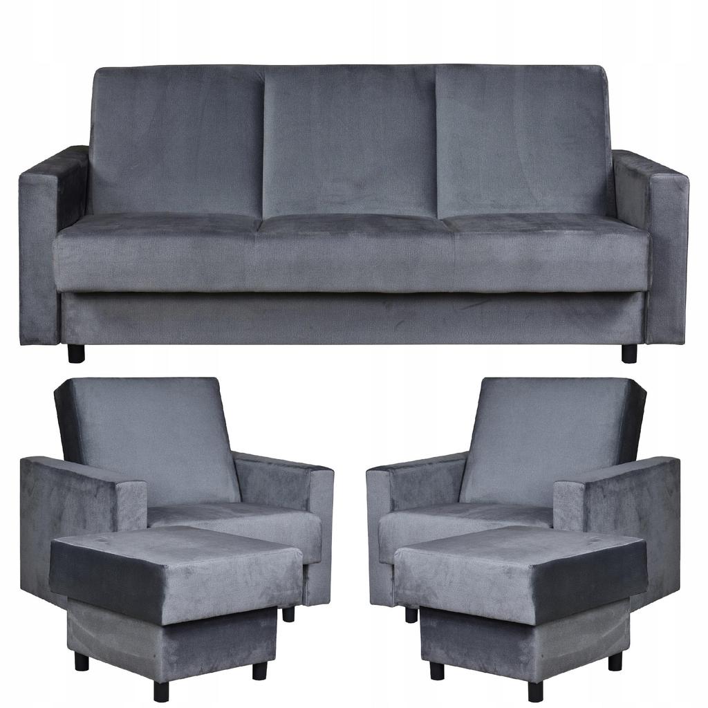 Zestaw mebli wypoczynkowy Alicja wersalka kanapa fotele pufy Family Meble