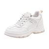 Red Dragonfly Women's White Leather Dad Shoes - Thick Sole, Hidden Height, Non-Slip Casual Sports Shoes for Autumn