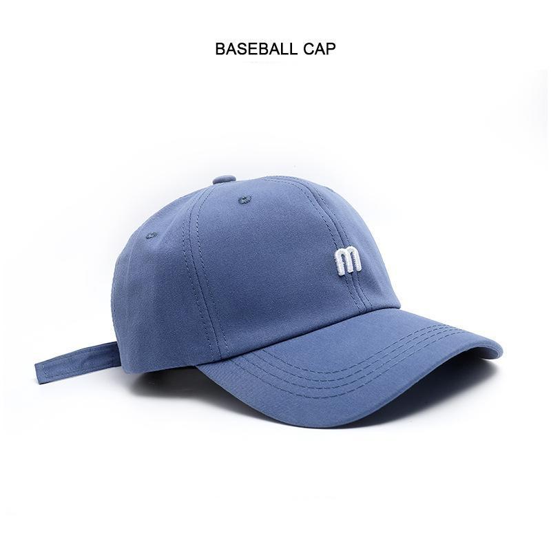 Hat M Embroidered Peaked Cap Men's and Women's Versatile Bent Cotton Soft Top Sun Hat Stylish Simple Women's Baseball