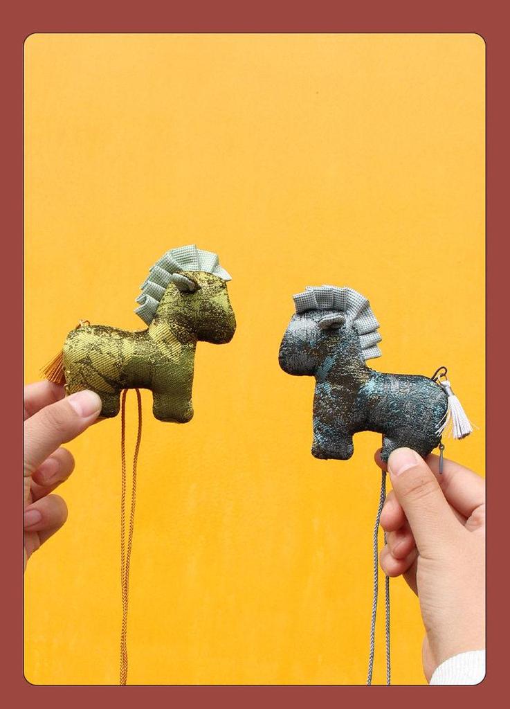 Chinese New Year Horse Embroidered Brocade Sachet - Cultural Hanfu Car Pendant Gift