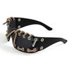 Cyberpunk Y2K Frameless Punk Flash Diamond Sunglasses Metal Ring Rivet Retro Futuristic Party Sunglasses