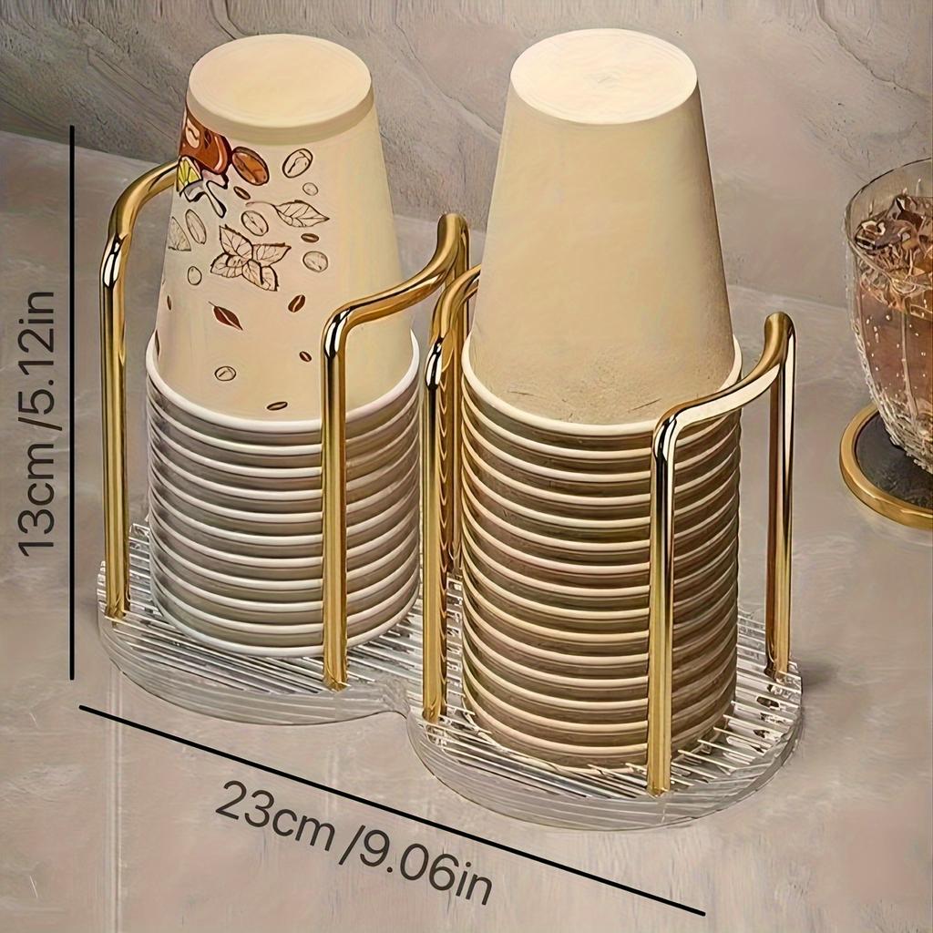 Elegant Acrylic Disposable Cup Holder with Golden-Tone Accents - Ideal for Home, Café, Office, and Hotel Use