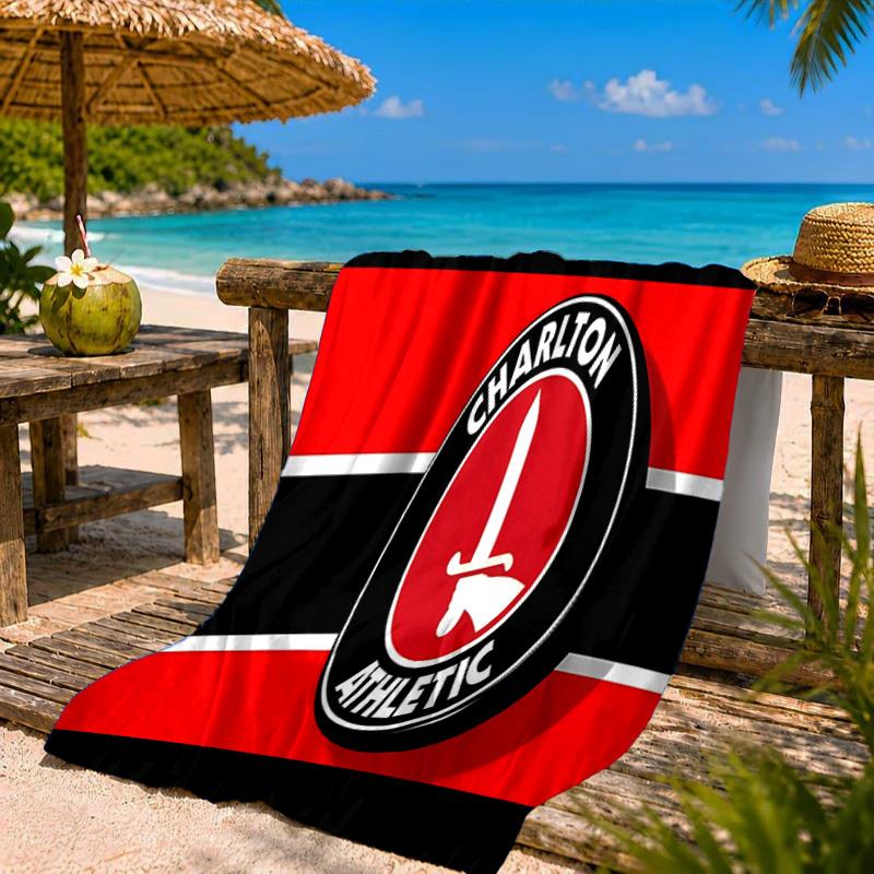 Charlton FC Crest Beach Towel Microfiber Beach Towel, Lightweight and Quick-Dry, for Summer Travel, Swimming Pool Fan Birthday Gift