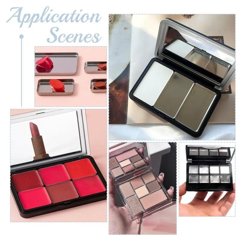 80 Stück Leere Metallpfännchen 4 Größen Aluminium Leere Lidschattenpfännchen Rechteckige Lippenstiftpalette für Make-up Kosmetik 0,7~1x0,3~0,7 Zoll