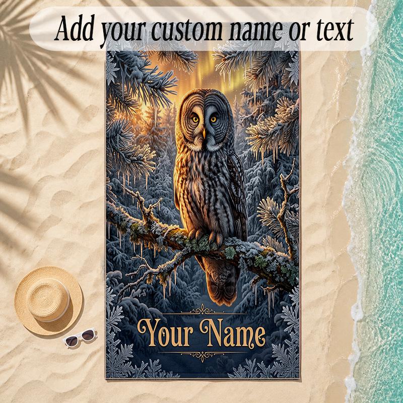 Birds Theme Soft Beach Towel Personalized Custom Name Text Towel Portable for Beach Pool Travel