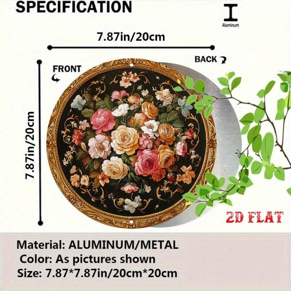 3D Metal Wall Art - Elegant Floral Aluminum Picture, Golden Intricate Design, Dark Botanical Decor for Living Room Bedroom