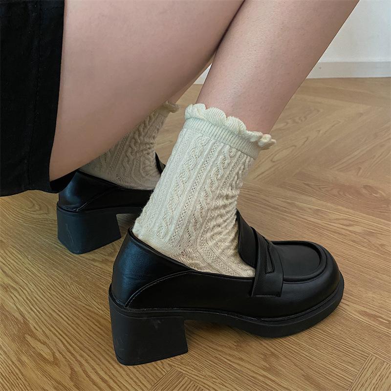 Height-increasing small leather shoes Mary Jane small leather shoes Loafers high heels Japanese shoes Mary Jane jk shoes uniform shoes middle heel