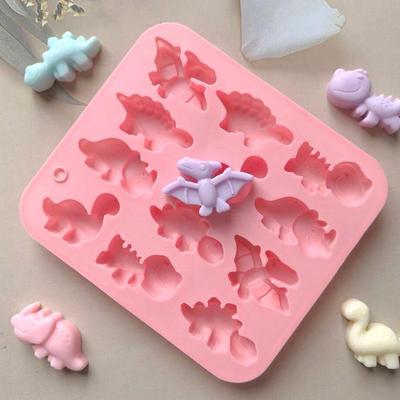 12-Loch Dinosaurier Silikonform für Süßigkeiten, Schokolade, Gelee, Eiswürfel, Mousse und Kuchenherstellung