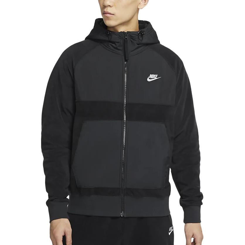Nike Sweatshirts Men's Black Hooded Moderate Cardigan DC4114-010