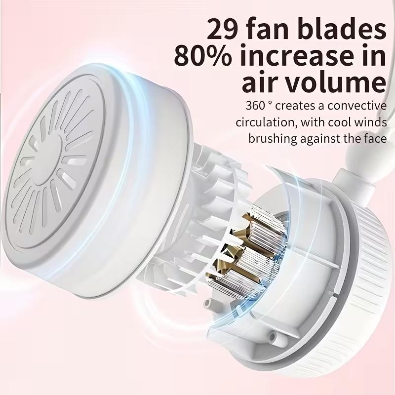 Tragbarer Nackenventilator (USB wiederaufladbar) – Mini-Freihand-Ventilator mit starkem Luftstrom & leisem Betrieb; Geeignet für den Außenbereich