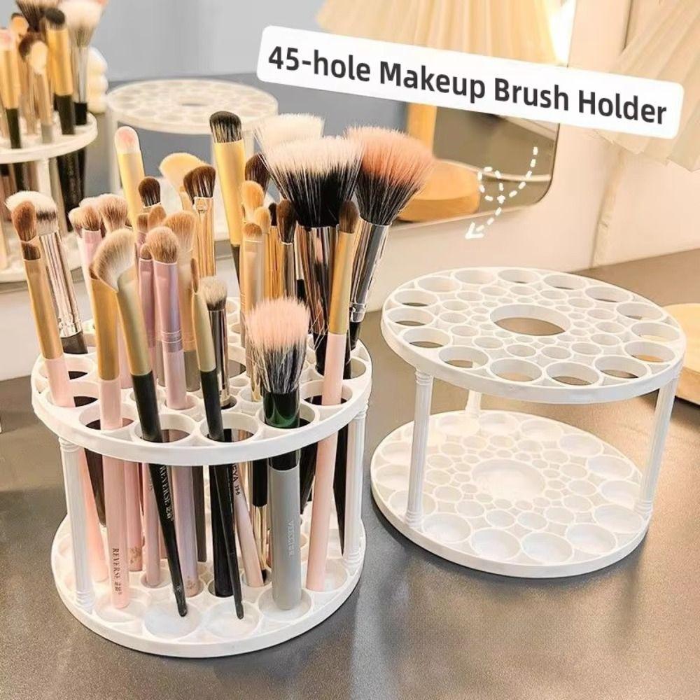 45-Hole Art Brush Storage Box 360° Rotating Desktop Organizer New Pen Holder