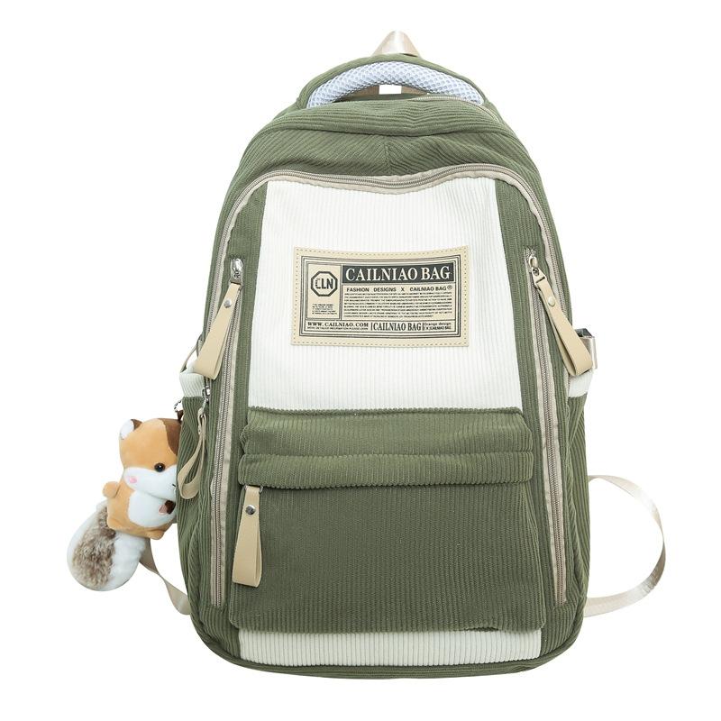 

Новый вельветовый рюкзак для студенток, контрастный цвет, повседневный рюкзак, для старшеклассниц и учениц средней школы, большая вместимость, школьная сумка