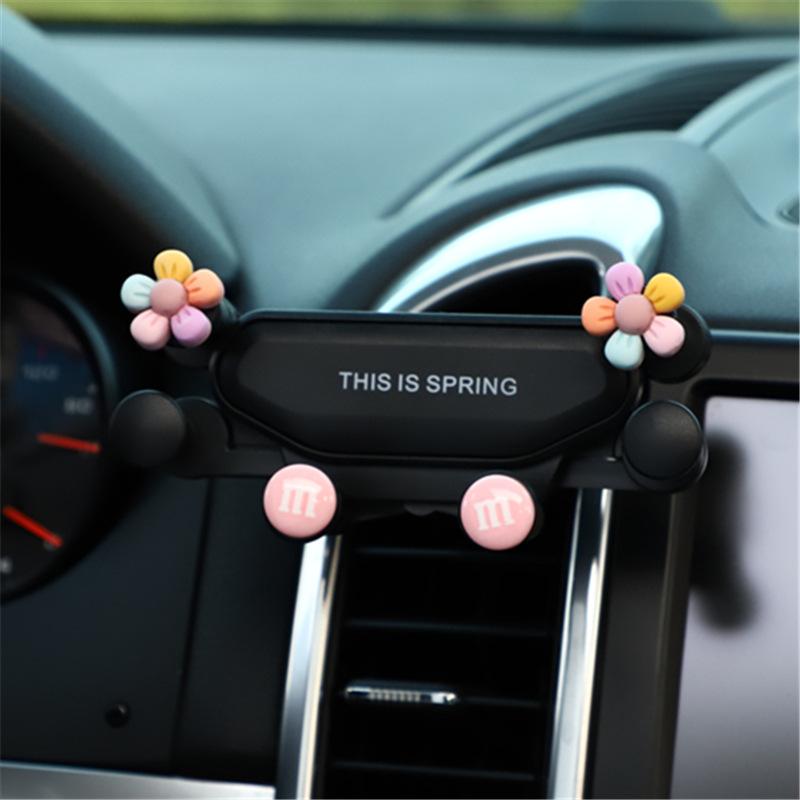 Soporte para teléfono móvil para coche de dibujos animados, soporte para teléfono móvil con gravedad de tendencia para coche lindo, soporte creativo para teléfono móvil telescópico para coche