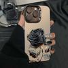 Premium Black & Gold Rose Art Phone Case for iPhone 17 16 15 14 13 12 11 Series Pro Max Plus Double Layer Protection