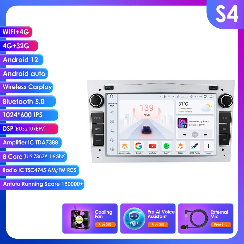 Hizpo Android 14 CarRadio DSP Wireless Carplay Auto for Opel Astra H J 2004 Vectra Vauxhall Antara Zafira Corsa C D Vivaro Meriva Veda