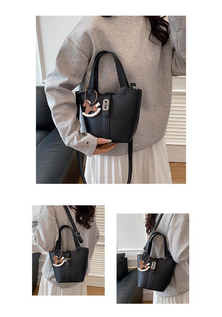 Korean Style Lychee Texture Women's Crossbody Bucket Bag - 2026 Fashionable & Versatile Handheld Vegetable Basket