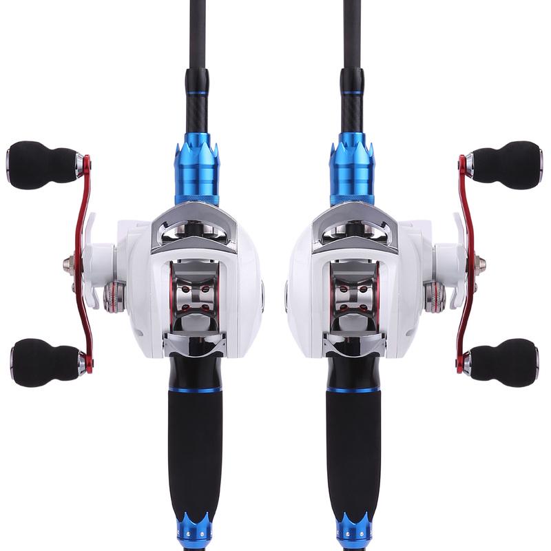 Baitcast Reel 6.3:1 Gear Low Profile Carbon Fiber Drag 18+1Bearing Dual Magnetic Brakes Fishing Reel