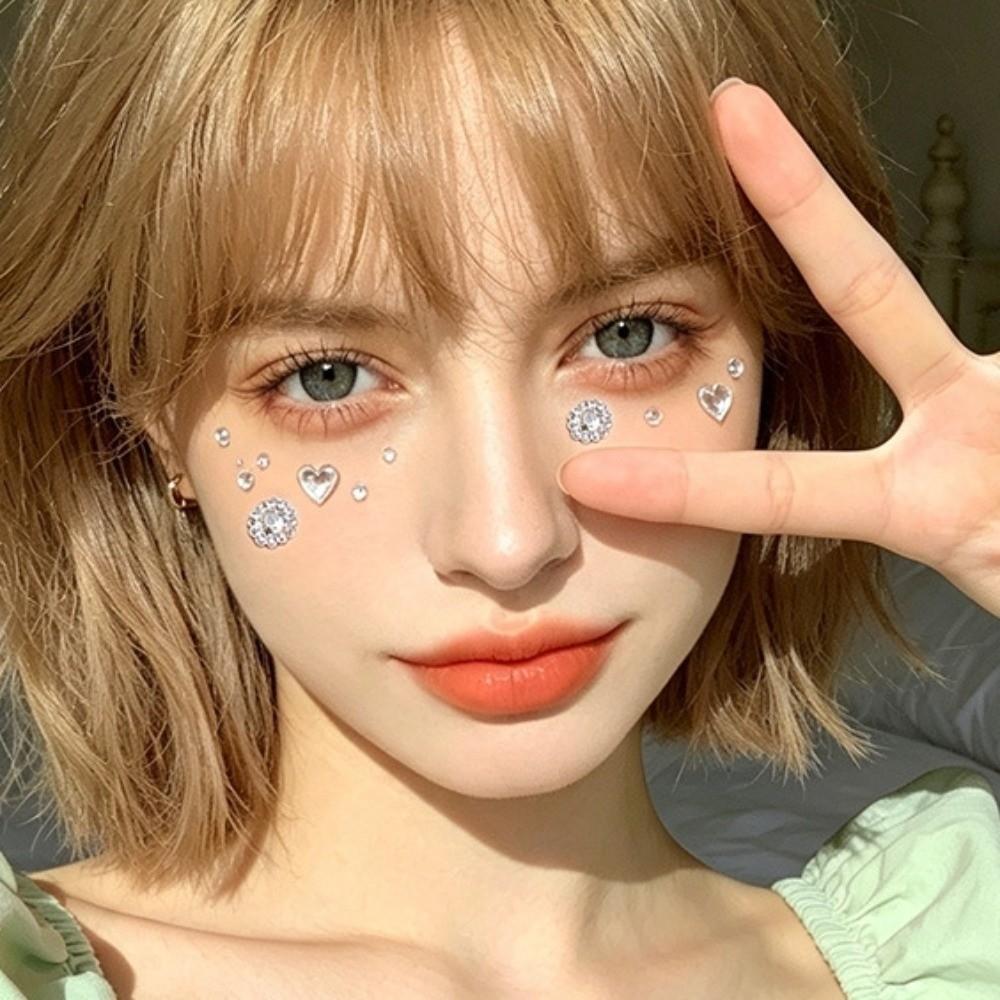 with Adhesive Backing Face Eye Jewels Sticker 3D Resin Crystal Gem Sticker  Festival