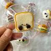 Cute Mini Dessert Bread Cake Toast Hamburger  Cartoon Sandwich Cookie Silicone Squeeze Fingertip Stress Relief Squshy  Girl Gift