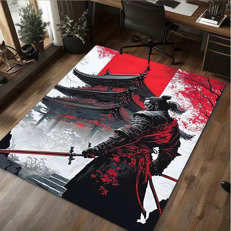 1Pc Samurai Print Rug - home decoration Carpet For Living Room Bedroom Flooring Computer Chair Area Rug