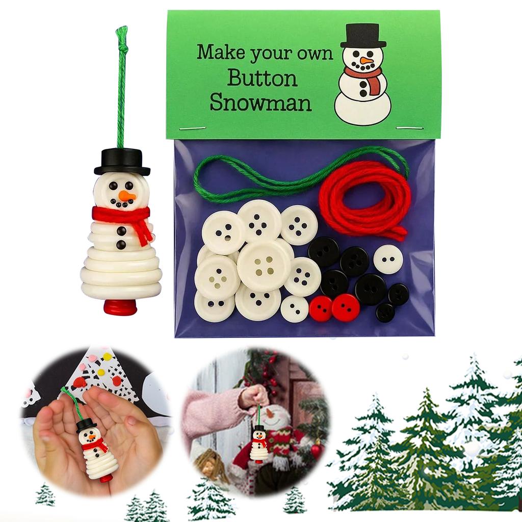 Christmas Diy Button Ornament Kit Fun Button Decoration Craft Kit Button Craft Making Set for Holiday Stocking Filler Gift Decor