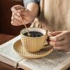 Coffee Cup Nordic Style Woven Pattern Cup Saucer Ceramic Cup Mug Mug Household Afternoon Tea Cup Kit Water Cup