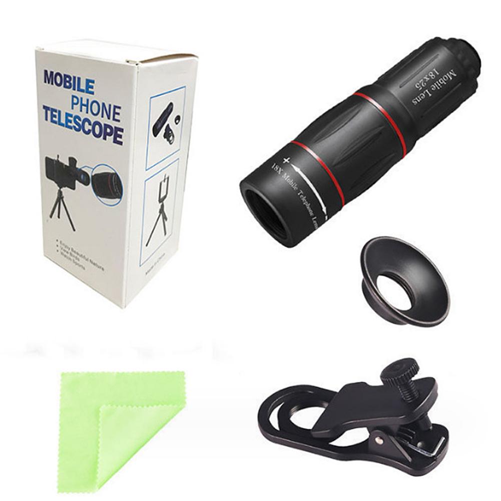 18/28/36X Handy-Kameraobjektiv Aufsteckbares Zoom-Monokular-Teleskop Universelles Optisches Teleskopobjektiv für Camping Jagd Sport